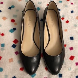 Nine West 2.25” Wedge Leather Heels 9 M Black